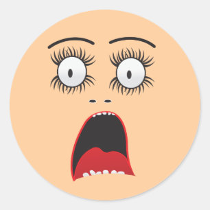 Lustigt surprierat Dam Ansikte Runt Klistermärke
