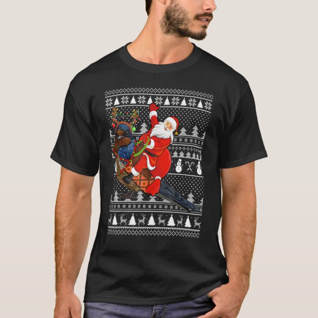 Lustigt Svälj Bird Älskare Santa Riding Svälj Ugly T Shirt (Framsida)