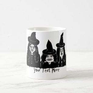 lustigt svart häxor, läskigt halloween-design magisk mugg