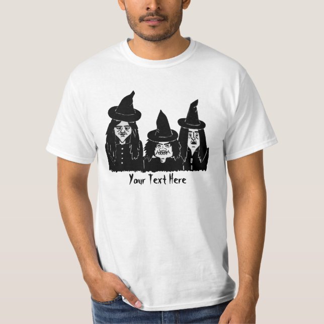 Lustigt, svart häxor skrämmande halloween tee (Framsida)