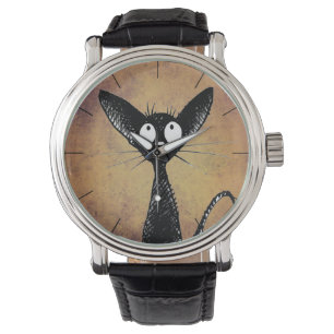 Lustigt svart katt armbandsur