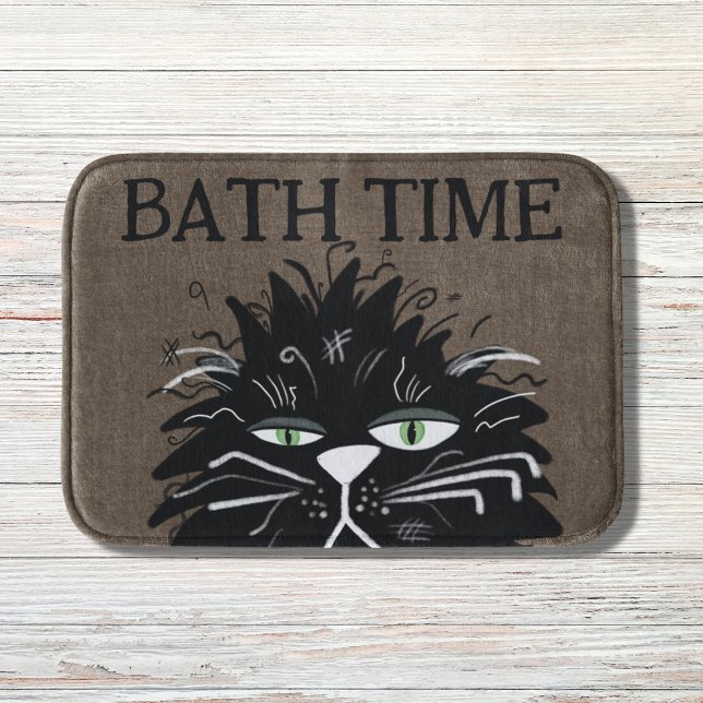 Lustigt, svart katt Bath Time Haggled Badrumsmatta (Skapare uppladdad)
