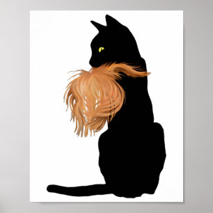 Lustigt svart katt Dam Kamala med trumfkort K Poster