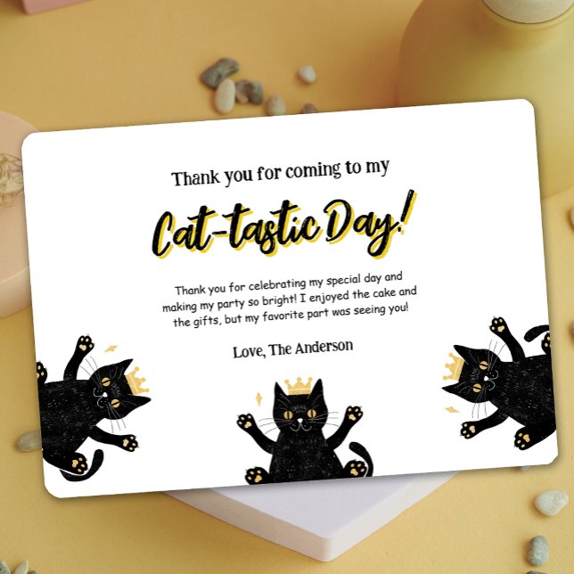 Lustigt svart katt födelsedag - tackkort inbjudningar (Funny Black Cat Birthday Thank You Card)
