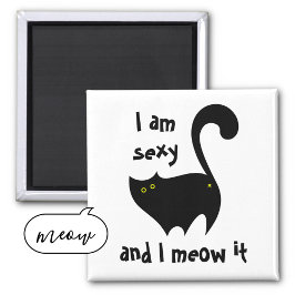 Lustigt svart katt jag är sexig och jag menar det magnet