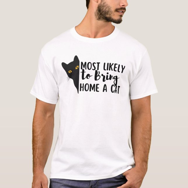 Lustigt svart katt som mest sannolikt för hem ett  t shirt (Framsida)