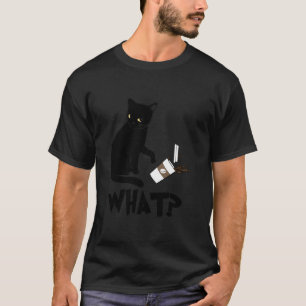Lustigt svart katt Vad Cute kitten spillde kaffe F T Shirt