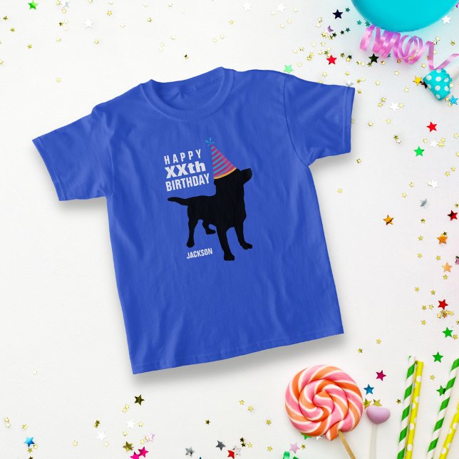 Lustigt Svart lab Hund Anpassningsbar Ålder och Na T Shirt (Skapare uppladdad)