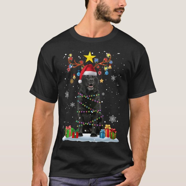 Lustigt Svart lab Hund Julren Jul L T Shirt (Framsida)