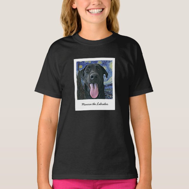 Lustigt Svart lab Personlig - foto och text T Shirt (Framsida)