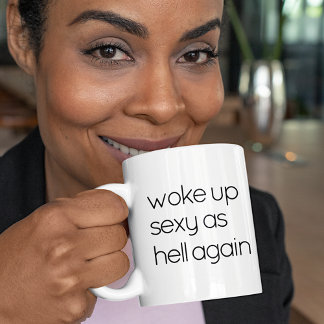 Lustigt svart och vit Bra God morgon Vake Up Sexy Kaffemugg