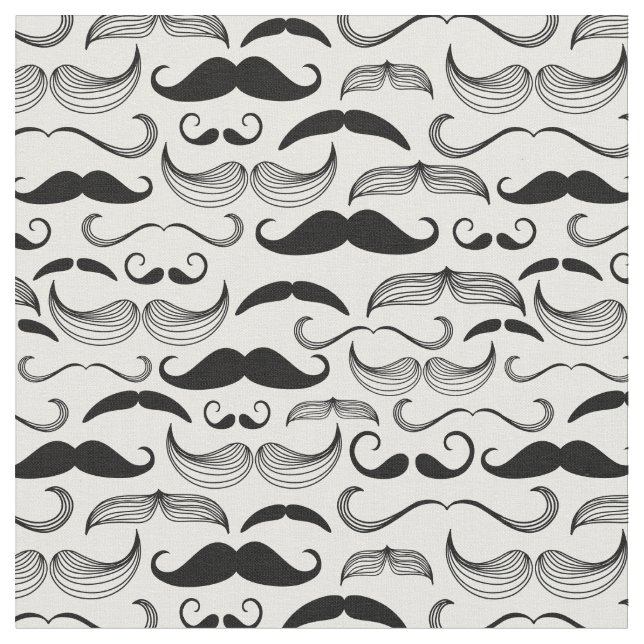 Lustigt svart och vitt mustache Design Tyg (Närbild)