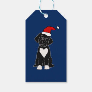 Lustigt svart portugisisk Vatten-Hund jul Presentetikett