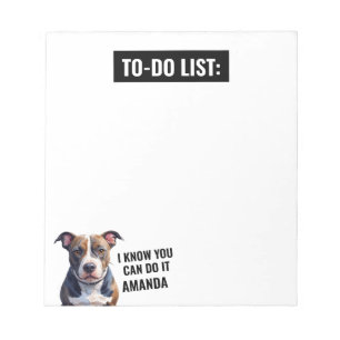 Lustigt svart, seriös Pit Bull to Do List Anteckningsblock