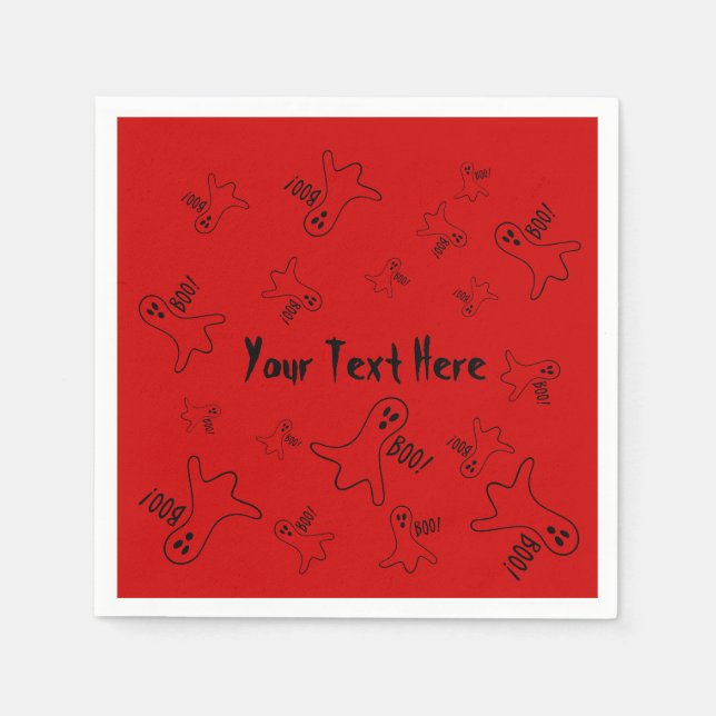 Lustigt svart spöke skriker bu för halloween pappersservett (Framsidan)