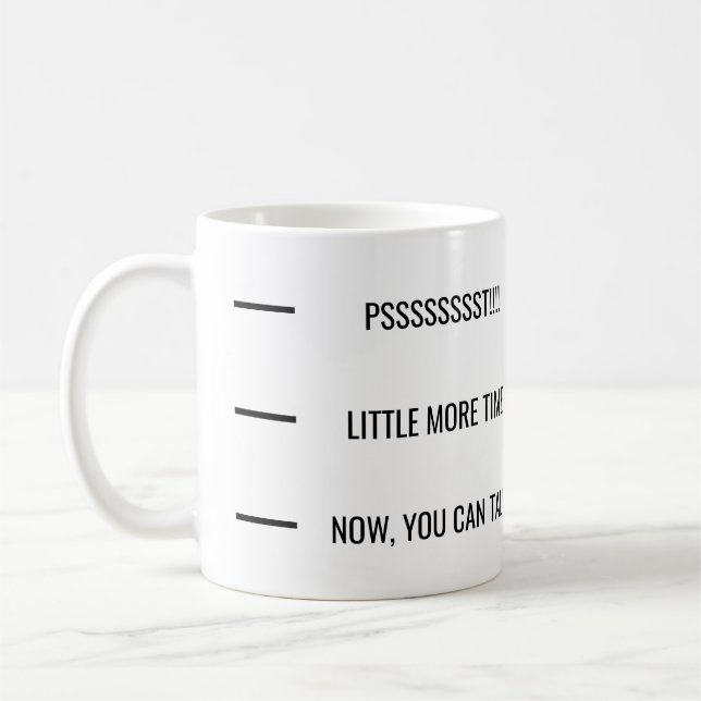 Lustigt svart textdesign kaffemugg (Vänster)