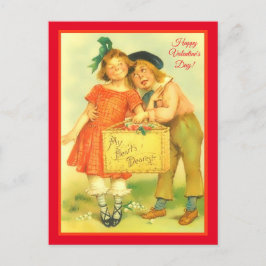 Lustigt Sweet Boy and Girl Glad Valentine Day Vykort