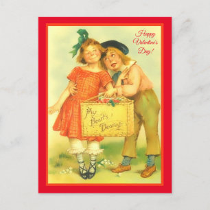 Lustigt Sweet Boy and Girl Glad Valentine Day Vykort