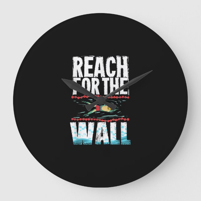 Lustigt Swimming Gift - Utformning av en simmande  Stor Klocka (Framsida)