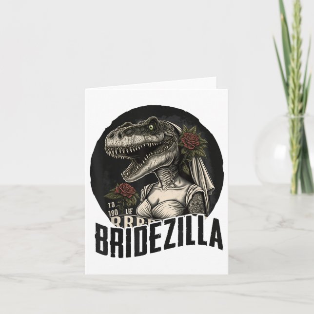 Lustigt T-rex Bride Design, Bridezilla _1 Kort (Framsida)