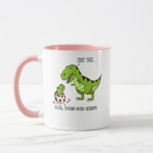 Lustigt T-Rex Dinosaur-Pappa finns gud-teist Mugg