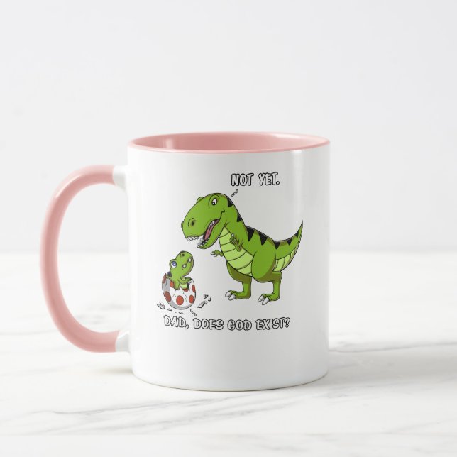 Lustigt T-Rex Dinosaur-Pappa finns gud-teist Mugg (Vänster)