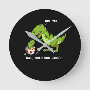Lustigt T-Rex Dinosaur-Pappa finns gud-teist Rund Klocka