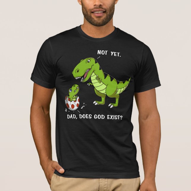 Lustigt T-Rex Dinosaur-Pappa finns gud-teist T Shirt (Framsida)