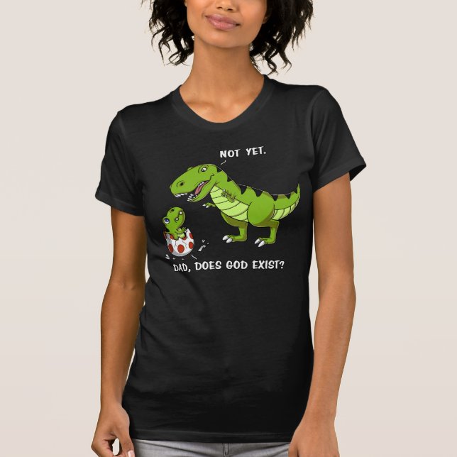 Lustigt T-Rex Dinosaur-Pappa finns gud-teist T Shirt (Framsida)