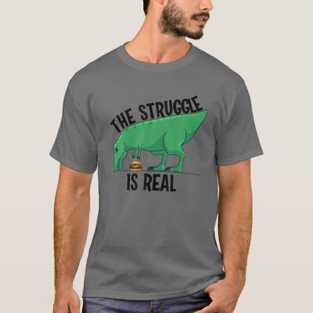 Lustigt T- rex Hamburger Coola Kampen är T Shirt (Framsida)