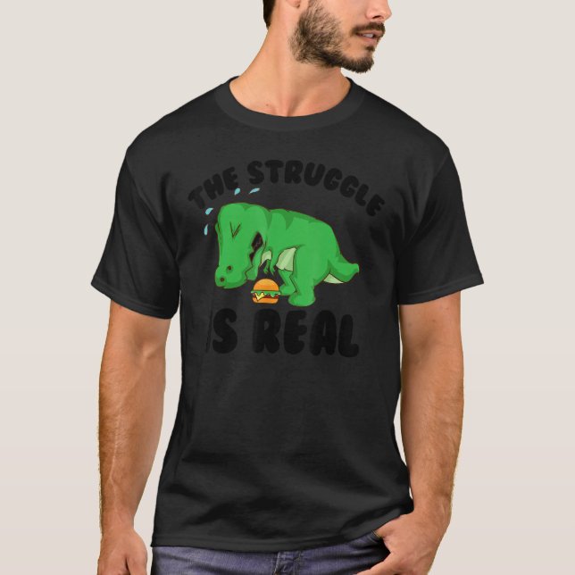 Lustigt T- rex Hamburger Coola Kampen är T Shirt (Framsida)