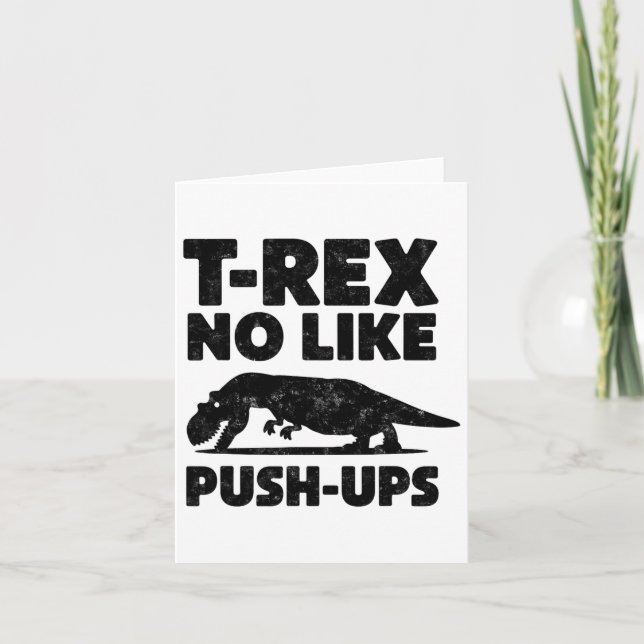 Lustigt T-rex-nr som push-ups-Dinosaur-utverknings Kort (Framsida)