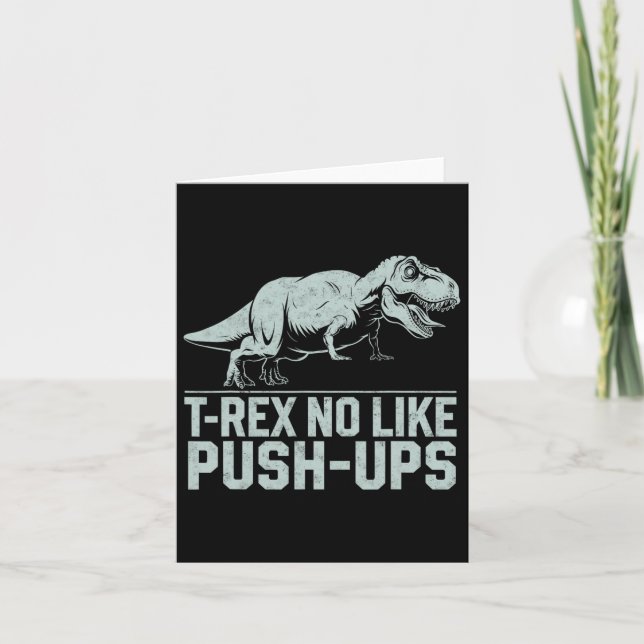 Lustigt T-rex-nr som push-ups-Dinosaur-utverknings Kort (Framsida)