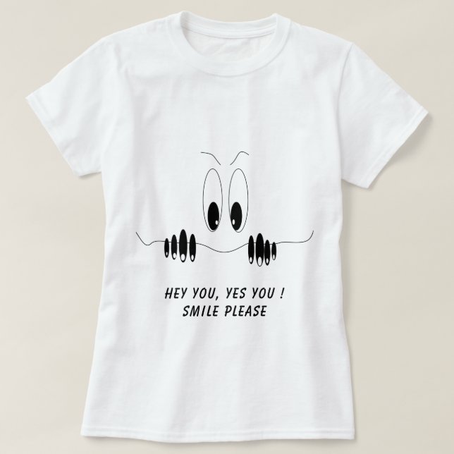 Lustigt T-Shirt Curiosity Ögon Smile - Anpassnings (Design framsida)