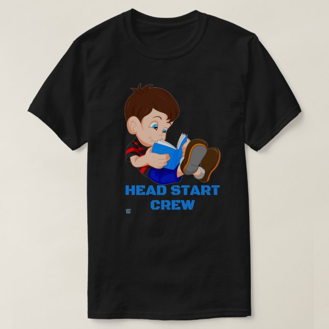 Lustigt t-shirt "HEAD START CREW" (Design framsida)