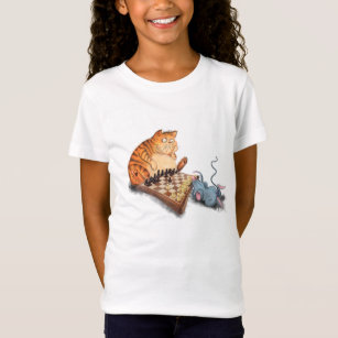 Lustigt T-Shirt med Cat och Mouse-uppspelningsscha