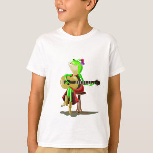 Lustigt T-Shirt med Frog Spela Guitar