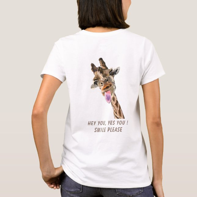 Lustigt T-Shirt med lekfull giraffe - Anpassningsb (Baksida)