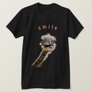 Lustigt T-Shirt med Lycklig Ostrich Smile - lekful