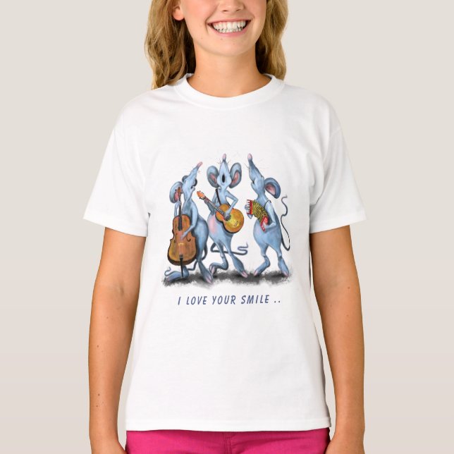 Lustigt T-Shirt med Mouse Music Band (Framsida)