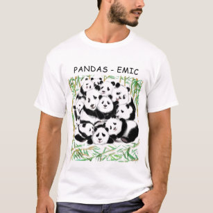 Lustigt T-Shirt med Pandas - Anpassningsbar Text