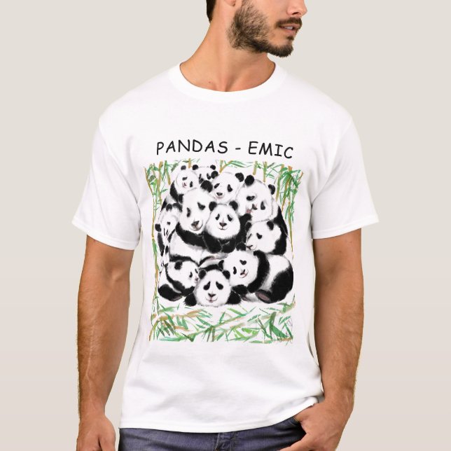 Lustigt T-Shirt med Pandas - Anpassningsbar Text (Framsida)