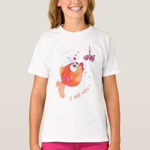 Lustigt T-Shirt med text Fiskar och Mask - Din tex