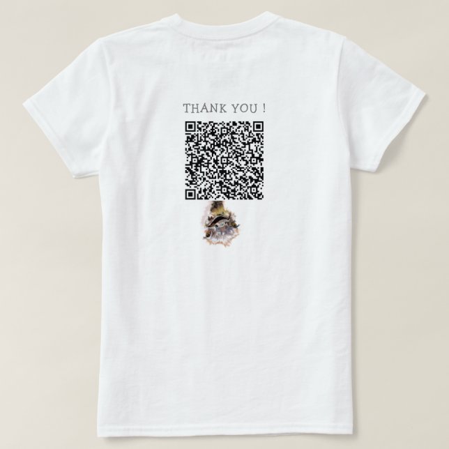 Lustigt T-Shirt med uppspelande strutch och QR-kod (Design baksida)