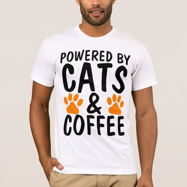 Lustigt T-tröjor, KATT OCH KAFFE, SOM ÄR FÖRDÖMDA  T Shirt (Framsida)