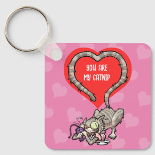 Lustigt Tabby katt, du är min Catnip Valentine's Nyckelring
