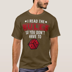 Lustigt Tabletop Spelspelskår Jag läste Regler T Shirt