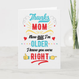 Lustigt tack Mamma du var Höger Mors dag Helgkort