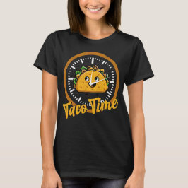 Lustigt Taco Time Cute Clock Mexican Food Älskare T Shirt