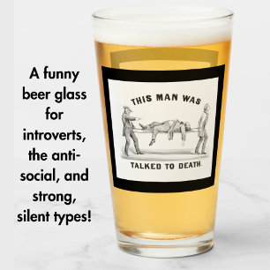 Lustigt "Talad till döden" Vintage "Introvert Man' Glaskopp